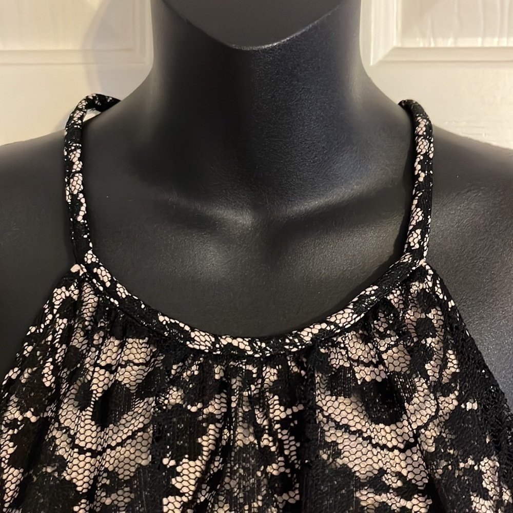 London Times lace overlay swing halter dress - Picture 2 of 7